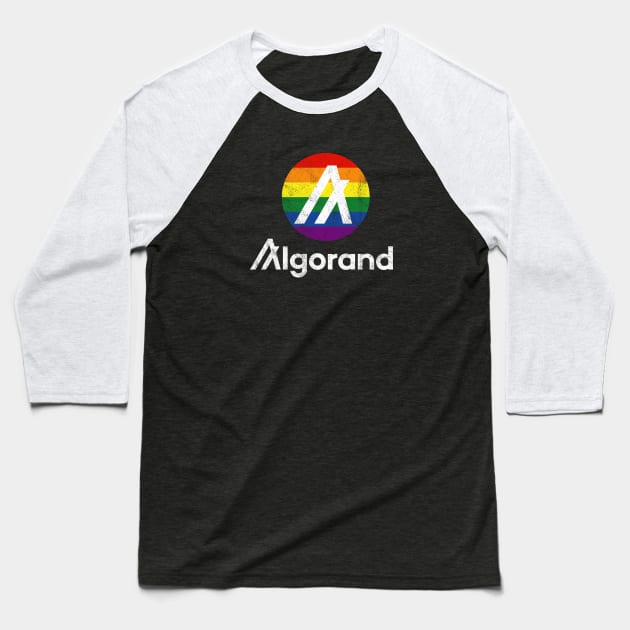 Algorand ALGO Crypto Coin Rainbow Circle Vintage Baseball T-Shirt by TGKelly